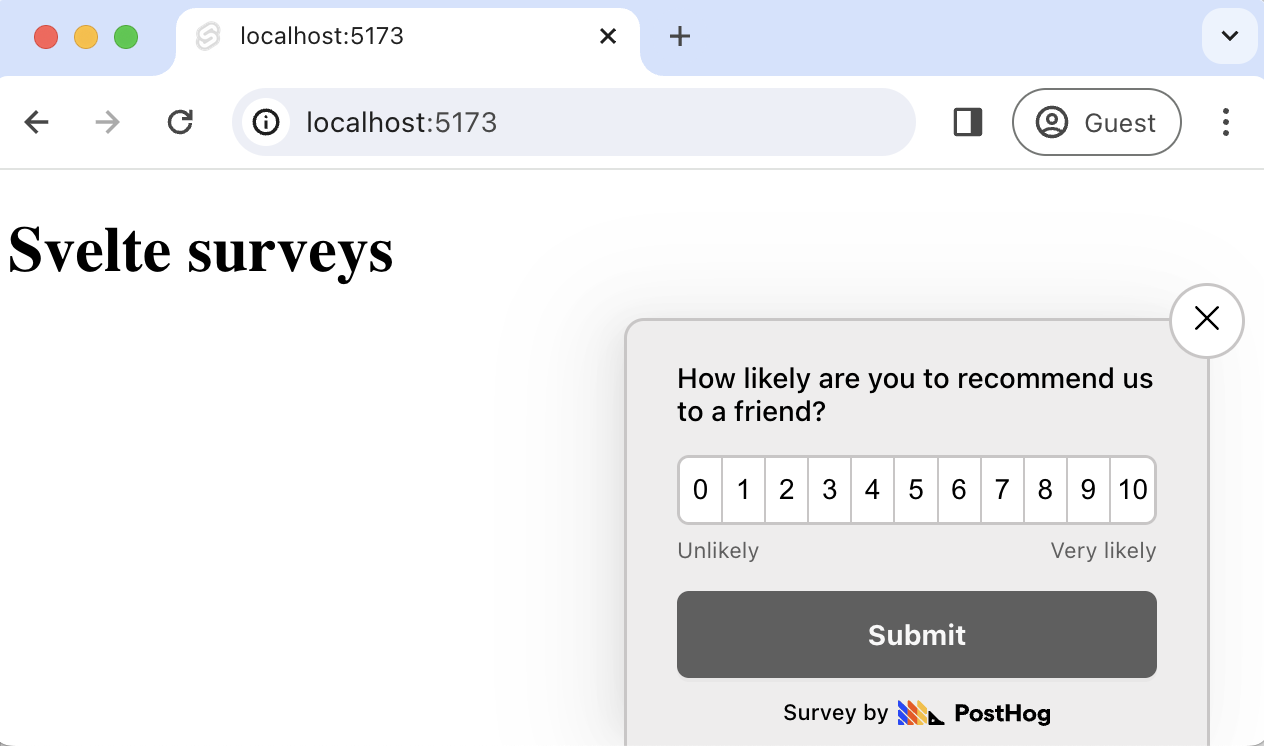 Popover survey in app